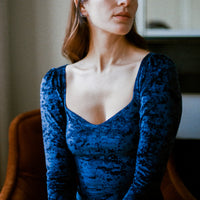 Maria velours bleu nuit