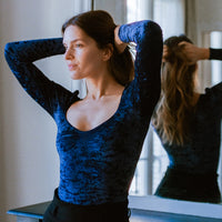 Maria velours bleu nuit