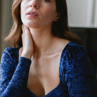 Maria velours bleu nuit