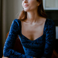 Maria velours bleu nuit