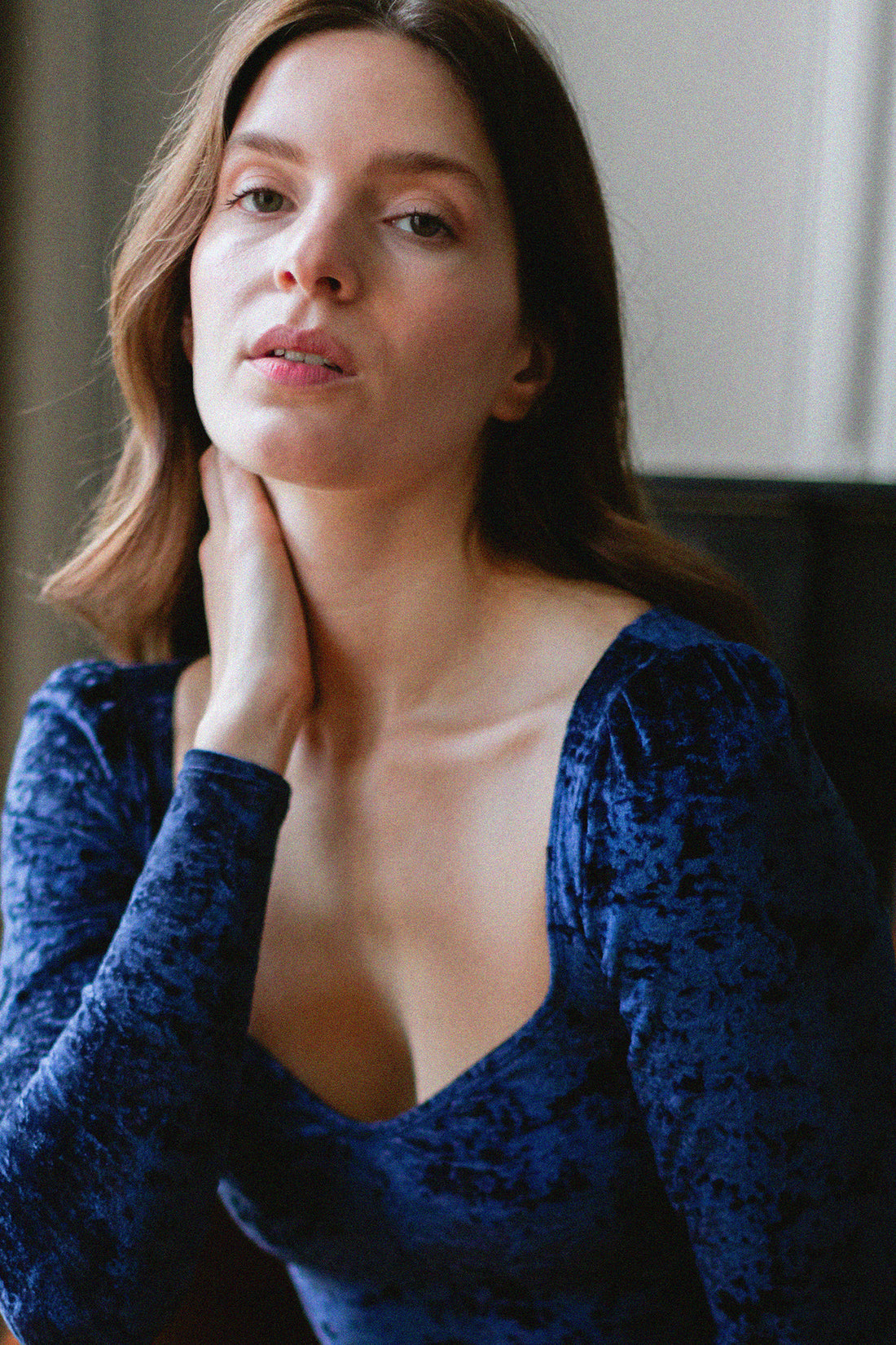 Maria velours bleu nuit